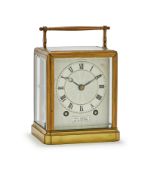 A RARE FRENCH ONE-PIECE BRASS CASED CARRIAGE CLOCK WITH TWO-PLANE ‘CHAFFCUTTER’ ESCAPEMENT