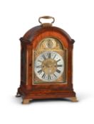 A GEORGE III BRASS MOUNTED FIGURED MAHOGANY TABLE/BRACKET CLOCK
