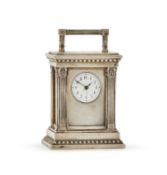 A RARE VIENNESE SILVER CASED MINIATURE CARRIAGE TIMEPIECE