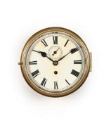 A LATE VICTORIAN BRASS FUSEE BULKHEAD TIMEPIECE ALMOST CERTAINLY SUPPLIED TO THE SS. MONA’S QUEEN