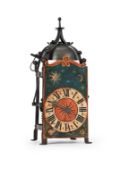 A GERMAN GOTHIC FORGED IRON WEIGHT-DRIVEN CHAMBER CLOCK