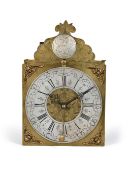 A GERMAN IRON-FRAMED WEIGHT-DRIVEN CHAMBER CLOCK WITH BRASS DIAL
