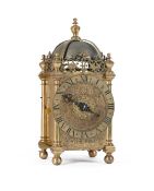 AN IMPRESSIVE LARGE ‘FIRST PERIOD’ STYLE BRASS LANTERN CLOCK