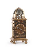 A FINE AND VERY RARE FRENCH FLEMISH LATE RENAISSANCE MINIATURE BRASS WEIGHT-DRIVEN CHAMBER CLOCK