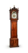 A GEORGE III FIGURED MAHOGANY EIGHT-DAY LONGCASE CLOCK WITH ROLLING MOONPHASE