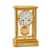 A FRENCH GILT BRASS FOUR-GLASS MANTEL CLOCK