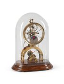 A VICTORIAN STYLE BRASS ‘GREAT WHEEL’ SKELETON TIMEPIECE WITH MOONPHASE