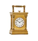 A SWISS GILT BRASS MINIATURE MINUTE-REPEATING CARRIAGE TIMEPIECE