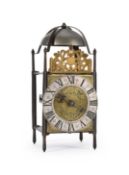A VERY RARE CHARLES I IRON-FRAMED HYBRID LANTERN/WEIGHT-DRIVEN CHAMBER CLOCK