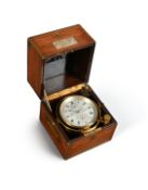 Y A LATE VICTORIAN/EDWARDIAN BRASS BOUND ROSEWOOD CASED TWO-DAY MARINE CHRONOMETER