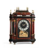 Y A FRENCH LOUIS XIV STYLE TORTOISESHELL INLAID ARCHITECTURAL ‘RELIGIEUSE’ BRACKET CLOCK