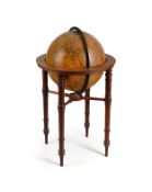 A VICTORIAN 18, INCH TERRESTRIAL FLOOR-STANDING LIBRARY GLOBE