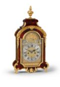 Y A RARE QUEEN ANNE GILT BRASS MOUNTED TORTOISESHELL QUARTER REPEATING TABLE/BRACKET CLOCK WITH ALAR