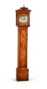 A WALNUT SMALL EIGHT-DAY LONGCASE CLOCK WITH FINE WILLIAM AND MARY MOVEMENT AND DIAL