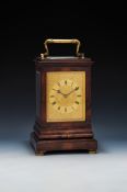 Y A FINE EARLY VICTORIAN ROSEWOOD GIANT CARRIAGE CLOCK WITH PULL TRIP-HOUR REPEAT