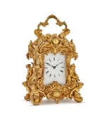 A FINE FRENCH GILT BRASS EXTREME ROCOCO CASED CARRIAGE CLOCK WITH PUSH-BUTTON REPEAT