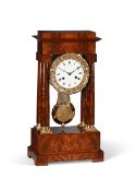 A FRENCH NAPOLEON III MAHOGANY PORTICO MANTEL CLOCK WITH INVENTORY STAMP FOR THE TUILERIES PALACE