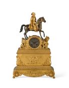 A FRENCH SECOND EMPIRE ORMOLU EQUESTRIAN FIGURAL MANTEL CLOCK ‘NAPOLEON’