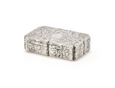 A VICTORIAN SILVER SHAPED RECTANGULAR SNUFF BOX, NATHANIEL MILLS, BIRMINGHAM 1839