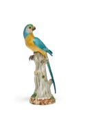 A MEISSEN MODEL OF A PARROT OR MACAW, BLUE CROSSED SWORDS MARK, LATE 19TH CENTURY