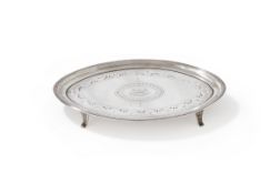 A GEORGE III SILVER OVAL TEA POT STAND, PETER & ANNE BATEMAN, LONDON 1792