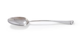 A GEORGE III SILVER HANOVERIAN PATTERN BASTING SPOON, THOMPSON DAVIS, LONDON 1761