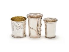 THREE SILVER BEAKERS