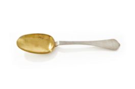 A SWEDISH SILVER TREFID SPOON, MAKER'S MARK PM, STOCKHOLM 1716