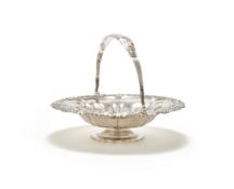 A GEORGE IV SILVER SHAPED CIRCULAR SWING HANDLED BASKET, CHARLES FOX II, LONDON 1829