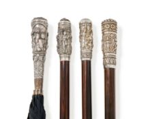 Y THREE SOUTH ASIAN WALKING STICKS AND A PARASOL