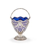 A GEORGE III SILVER SWING HANDLED SUGAR BASKET, WILLIAM PLUMMER, LONDON 1774