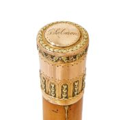 A FRENCH GOLD MOUNTED WALKING STICK, PARIS 1768 - 1774