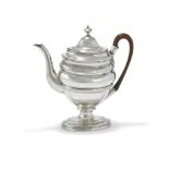 A GEORGE III SILVER OVAL COFFEE POT, ROBERT HENNELL I & DAVID HENNELL II, LONDON 1801