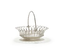 A GEORGE III SILVER OVAL SWING HANDLED BASKET, WILLIAM PLUMMER, LONDON 1782