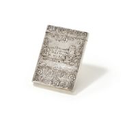 A VICTORIAN SILVER RECTANGULAR DOUBLE CASTLE TOP CARD CASE, TAYLOR & PERRY, BIRMINGHAM 1838