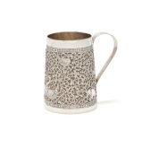 A SRI LANKAN SILVER TAPERING MUG, KANDYAN ARTS ASSOCIATION, CEYLON