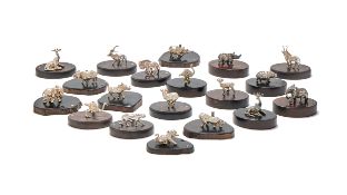 PATRICK MAVROS, NINETEEN SILVER ANIMAL MENU HOLDERS, ZIMBABWE, MODERN
