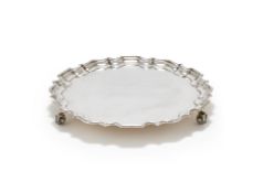 A VICTORIAN SILVER SHAPED CIRCULAR SALVER, THOMAS BRADBURY & SONS, LONDON 1897