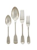 A VICTORIAN SILVER FIDDLE PATTERN PART TABLE SERVICE, WILLIAM EATON, LONDON 1843