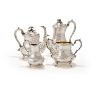 Y A VICTORIAN SILVER BALUSTER FOUR PIECE TEA AND COFFEE SET, JOSEPH ANGELL I & JOSEPH ANGELL II