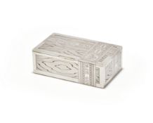 A RUSSIAN SILVER TROMPE L'OEIL CIGARETTE BOX, MAKER'S MARK CYRILLIC MN, ST PETERSBURG 1881