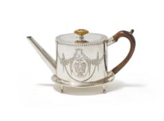 A GEORGE III SILVER OVAL TEAPOT, WILLIAM VINCENT, LONDON 1781
