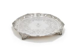 A VICTORIAN SILVER SHAPED CIRCULAR SALVER, WILLIAM BURWASH, LONDON 1837