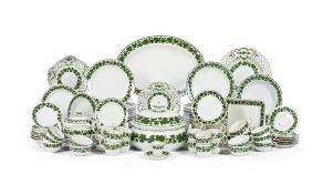 MEISSEN, WEINLAUB, GREEN VINE LEAF PATTERN PART DINNER, TEA, COFFEE AND DESSERT SERVICE