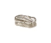 A VICTORIAN SILVER SHAPED OVAL VINAIGRETTE, FREDERICK MARSON, BIRMINGHAM 1844