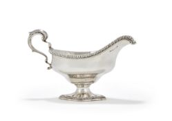 A GEORGE III SILVER OVAL SAUCE BOAT, SOLOMON HOUGHMAN, LONDON 1794