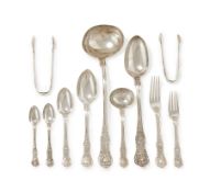A VICTORIAN SILVER QUEEN'S PATTERN TABLE SERVICE, CHARLES BOYTON (II), LONDON 1890
