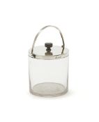 A VICTORIAN SILVER MOUNTED AND GLASS BISCUIT BARREL, LONDON 1883