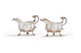 A PAIR OF GEORGE II SILVER SHAPED OVAL SAUCE BOATS, JOHN POLLOCK, LONDON 1746
