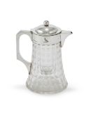A VICTORIAN SILVER MOUNTED AND CUT LEMONADE JUG, JOHN GRINSELL & SONS, BIRMINGHAM 1890